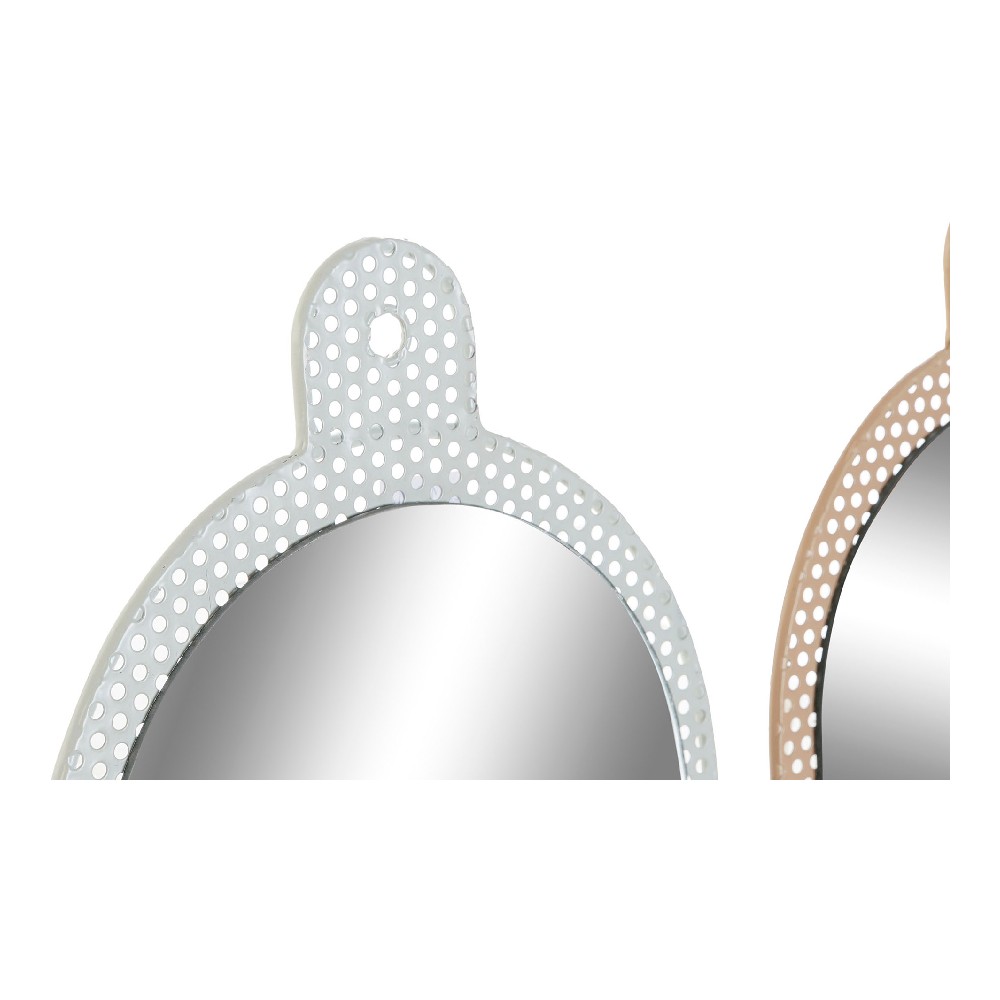 Väggspegel DKD Home Decor Vit Rosa Metall Glas 22 x 1,5 x 40 cm (2 antal) - 5