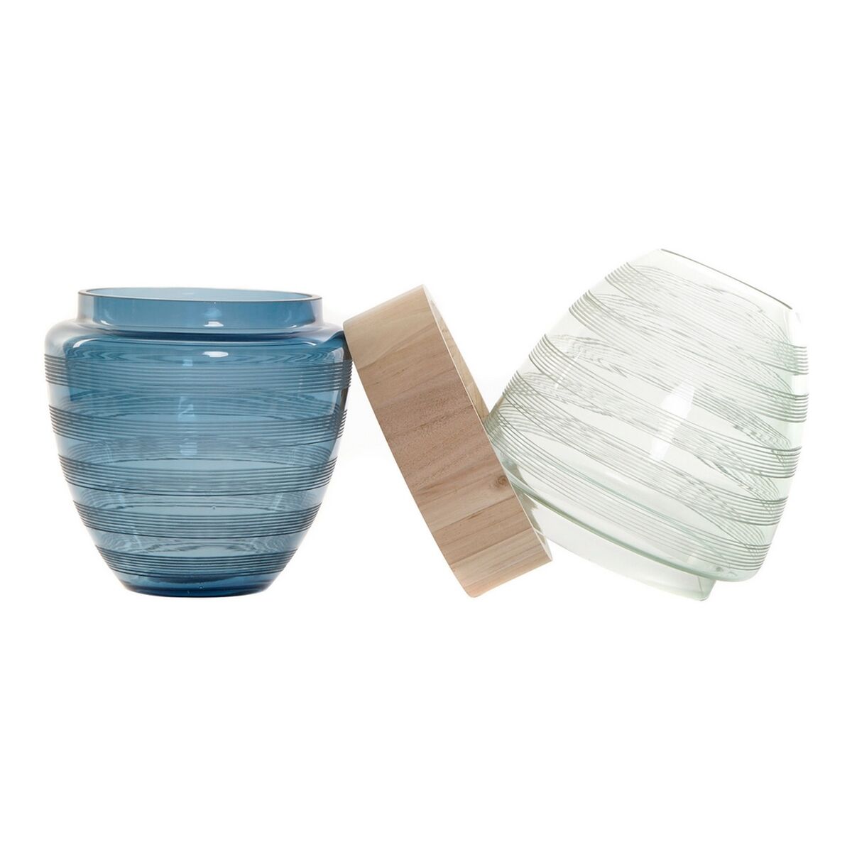 Vas DKD Home Decor Blå Mint Trä Glas Modern (21 x 21 x 43 cm) - 5