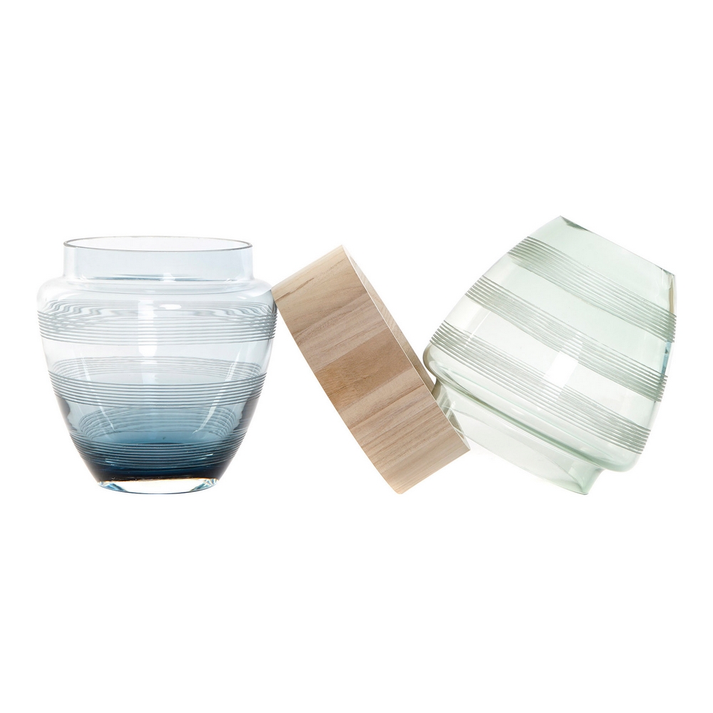 Vas DKD Home Decor Blå Mint Trä Glas Modern (18 x 18 x 36 cm) - 2