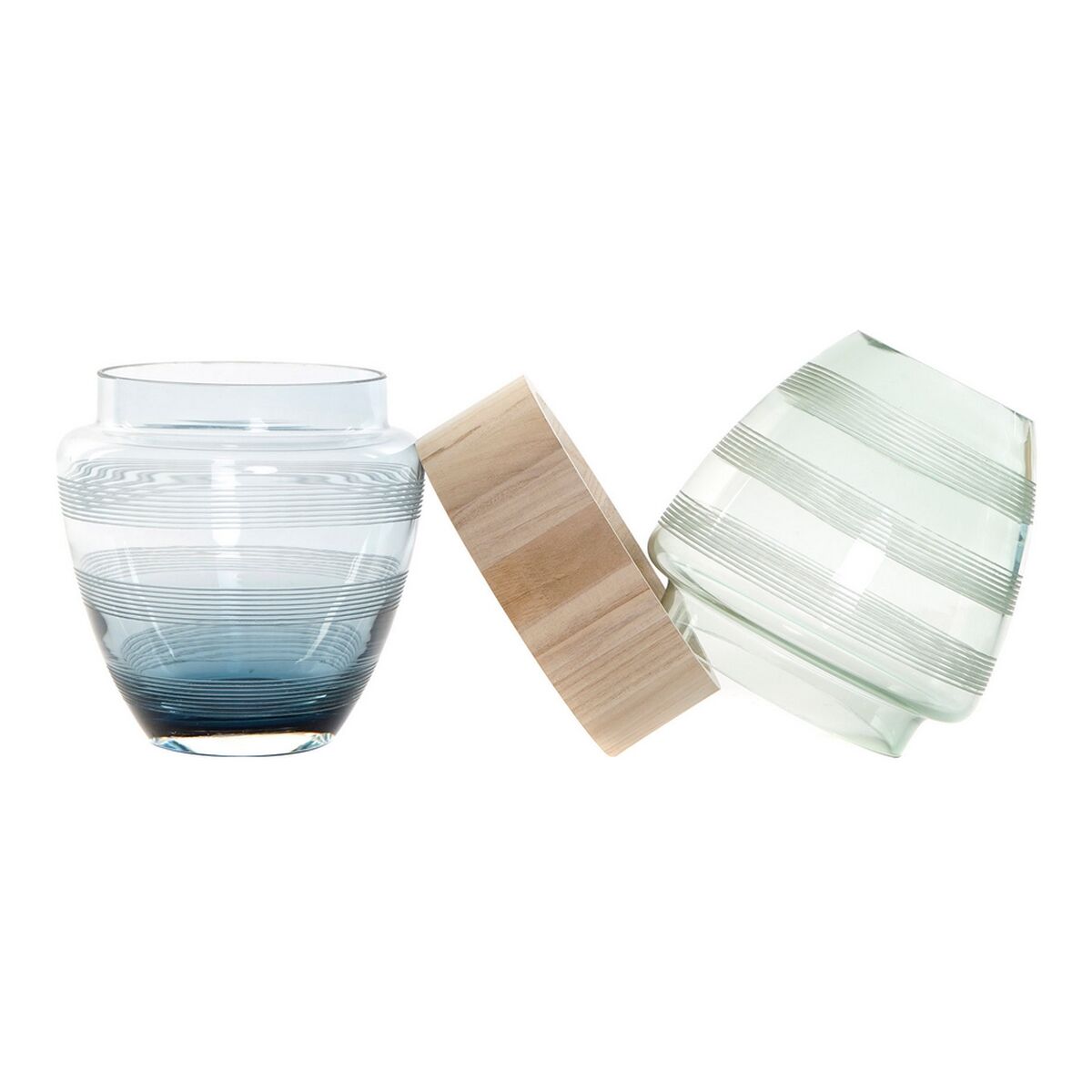 Vas DKD Home Decor Blå Mint Trä Glas Modern (18 x 18 x 36 cm) - 5