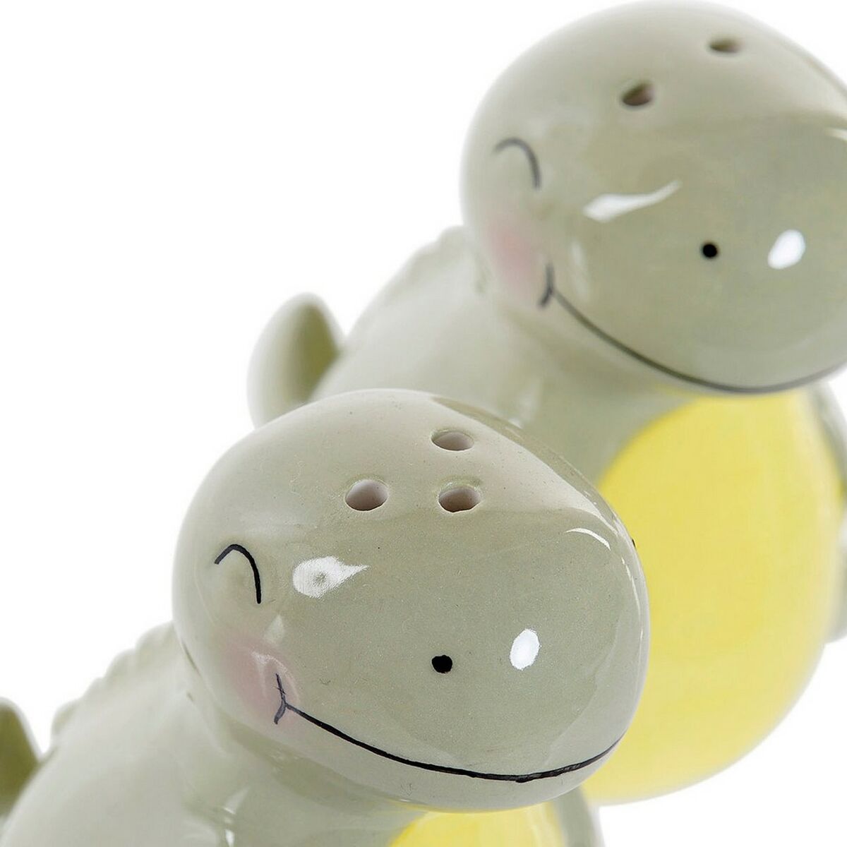 Saltkar med lock DKD Home Decor LC-173478 Dinosaurie Vit Grön Dolomite 6,6 x 7 x 7,7 cm (2 pcs) - 6