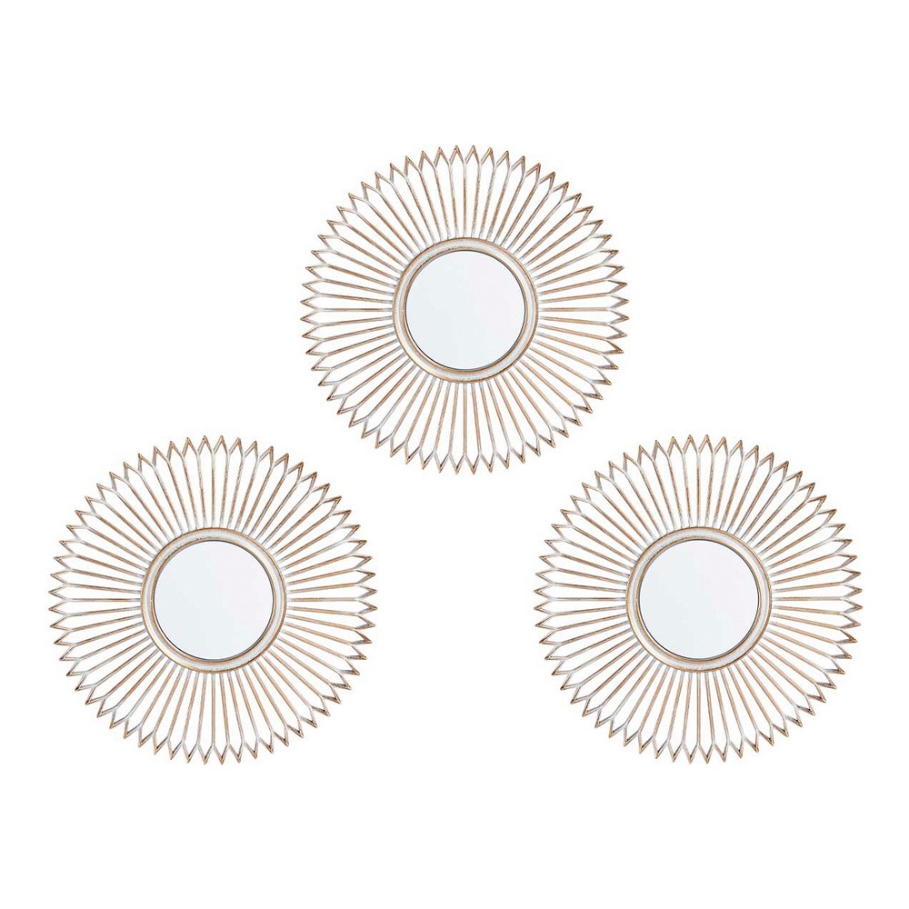 Väggspegel 91975 Gyllene Vit Plast (3 pcs) - 2