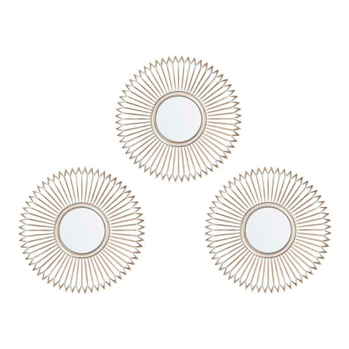 Väggspegel 91975 Gyllene Vit Plast (3 pcs) - 5