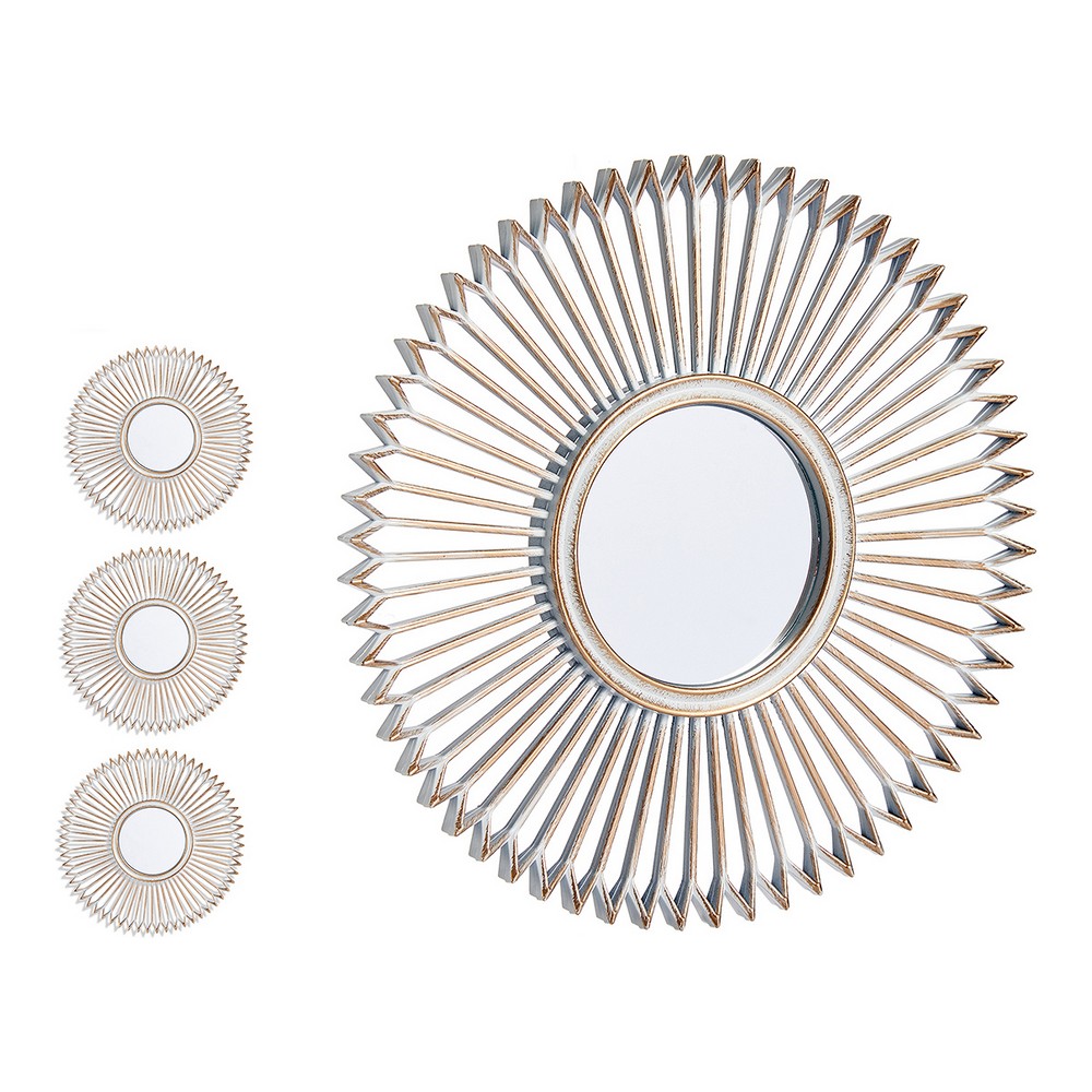 Väggspegel 91975 Gyllene Vit Plast (3 pcs) - 3