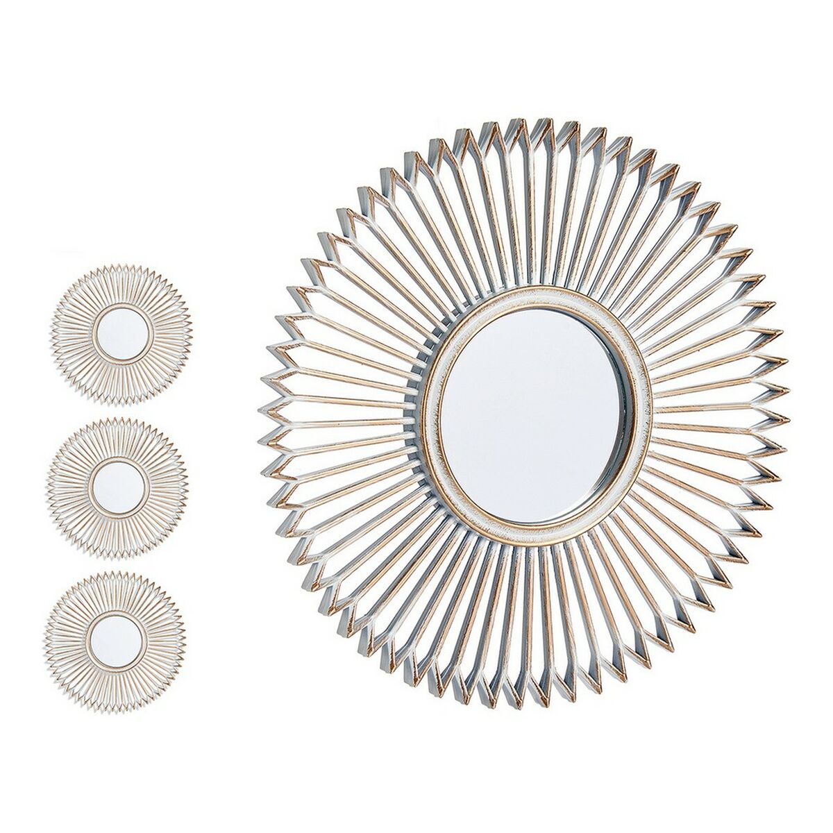 Väggspegel 91975 Gyllene Vit Plast (3 pcs) - 6