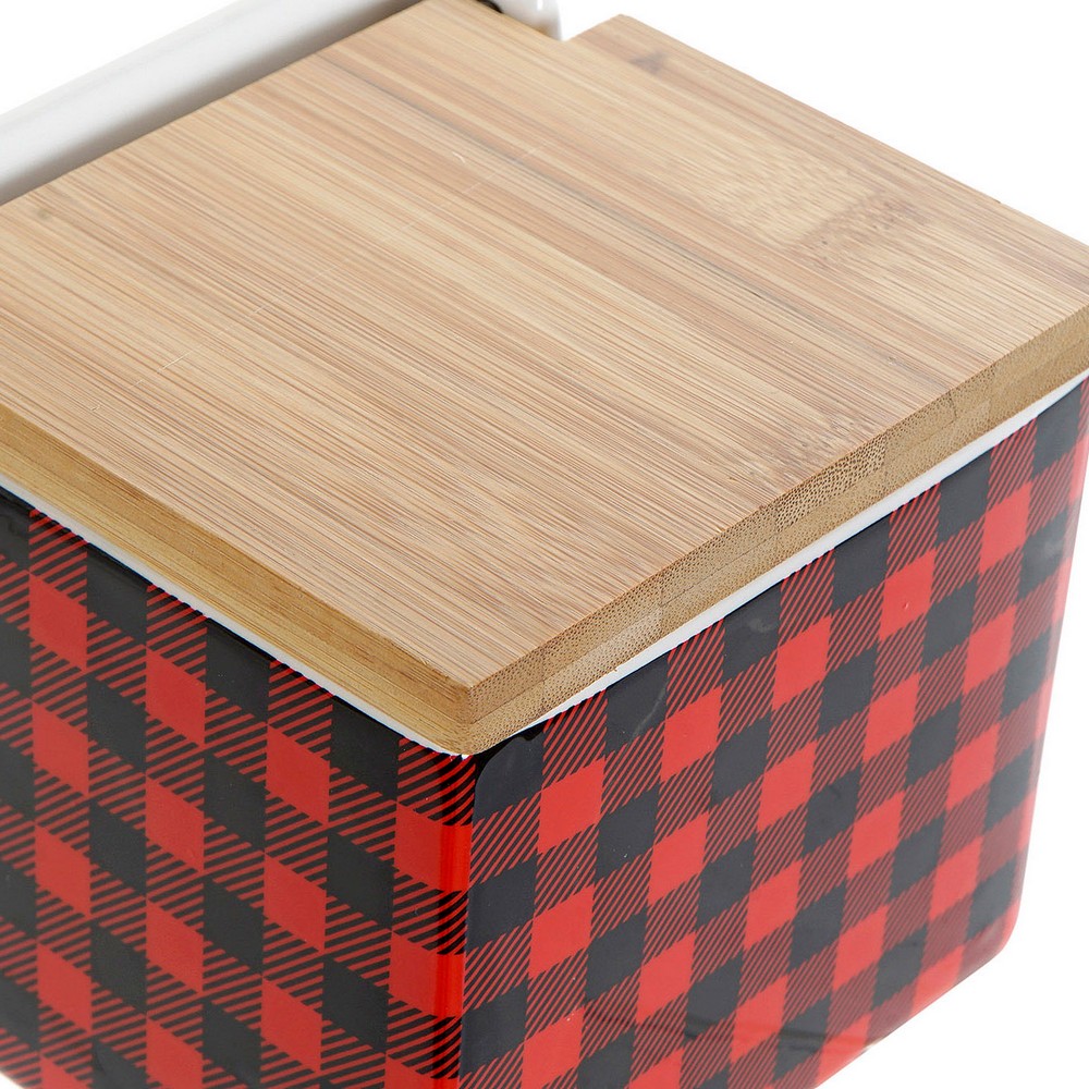 Saltkar med lock DKD Home Decor 8424001758265 Svart Röd Bambu Dolomite 11,5 x 11,5 x 11 cm - 3