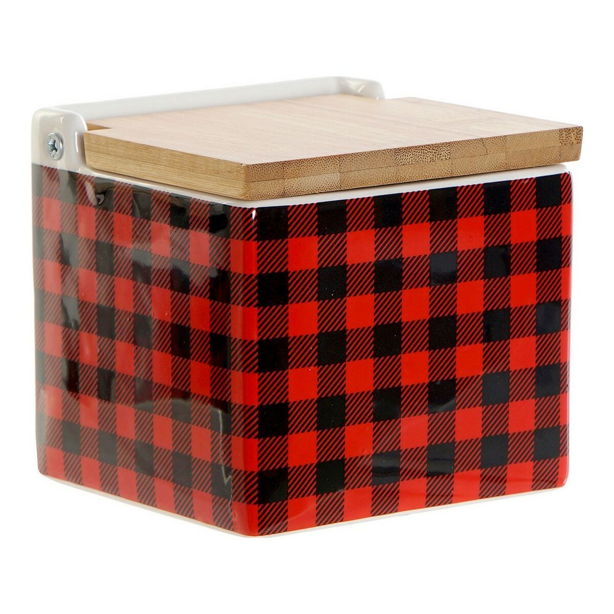 Saltkar med lock DKD Home Decor 8424001758265 Svart Röd Bambu Dolomite 11,5 x 11,5 x 11 cm - 4
