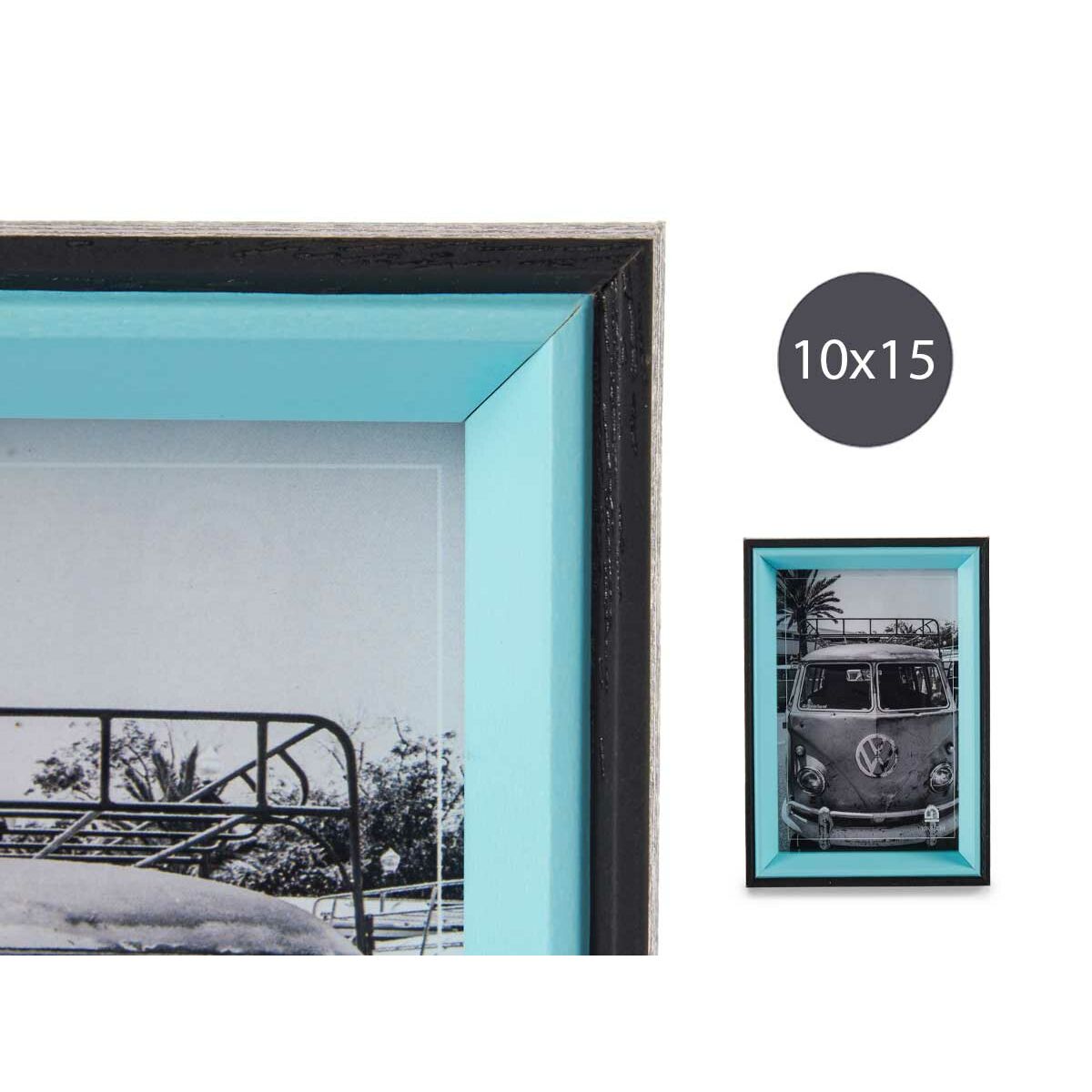 Fotoram Svart Blå 3 x 17 x 12 cm Glas Trä MDF - 5