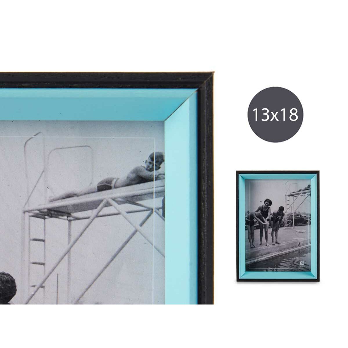 Fotoram Svart Blå Glas 3 x 20 x 15 cm Trä MDF - 5