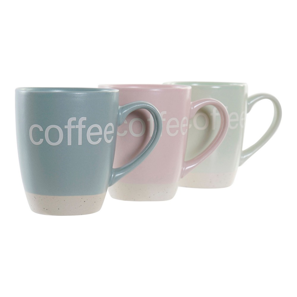 Mugg DKD Home Decor Multicolour Blå Rosa Gummiträ Grön Stengods 160 ml (3 antal) (7 pcs) - 3