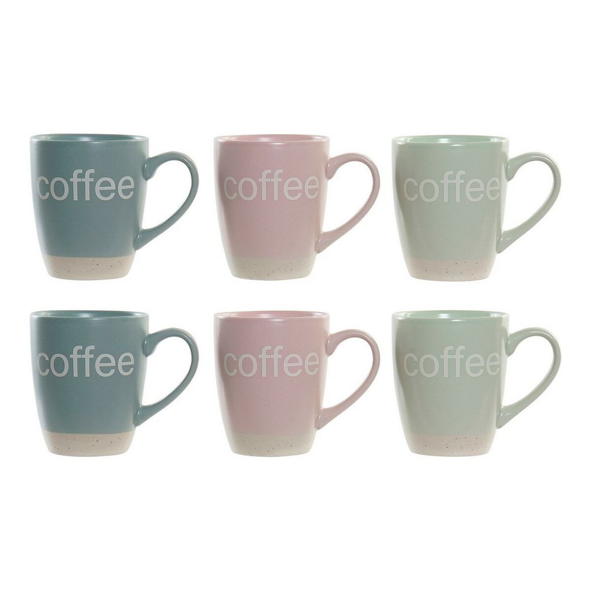 Mugg DKD Home Decor Multicolour Blå Rosa Gummiträ Grön Stengods 160 ml (3 antal) (7 pcs) - 7
