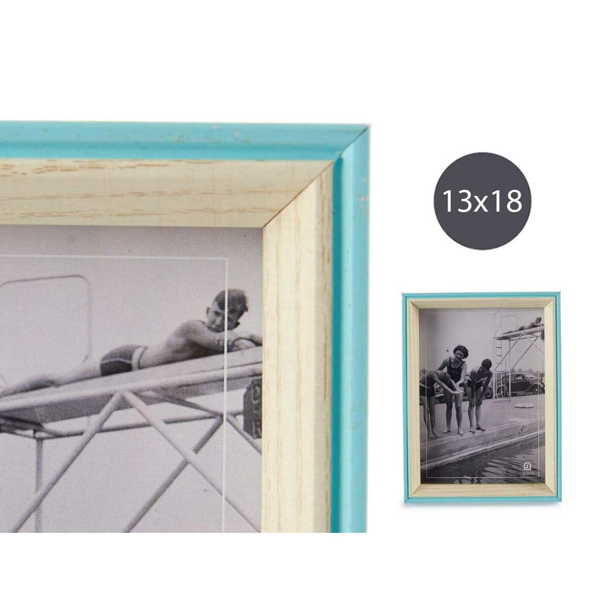 Fotoram Blå Ljusbrun Glas Vit 3 x 20 x 15 cm Trä MDF - 5