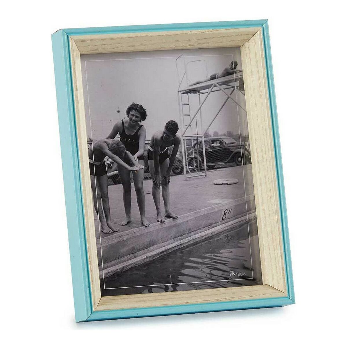 Fotoram Blå Ljusbrun Glas Vit 3 x 20 x 15 cm Trä MDF - 4