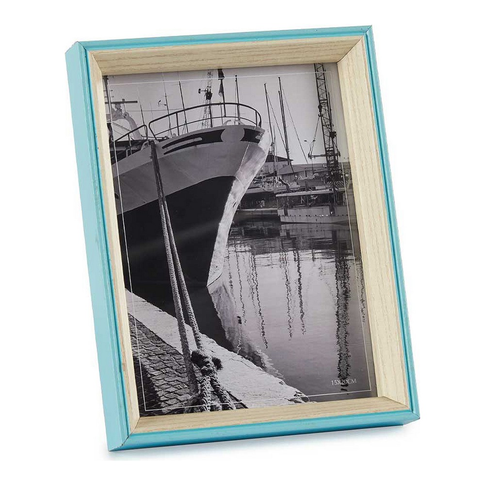 Fotoram Blå Ljusbrun 3 x 22 x 17 cm Glas Vit Trä MDF - 2