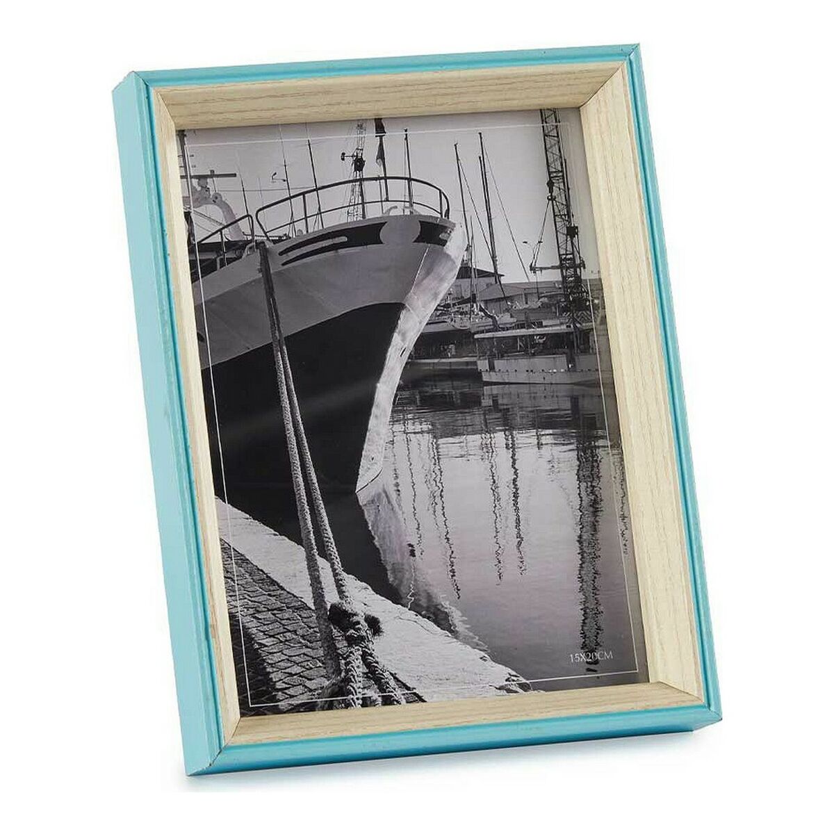 Fotoram Blå Ljusbrun 3 x 22 x 17 cm Glas Vit Trä MDF - 4