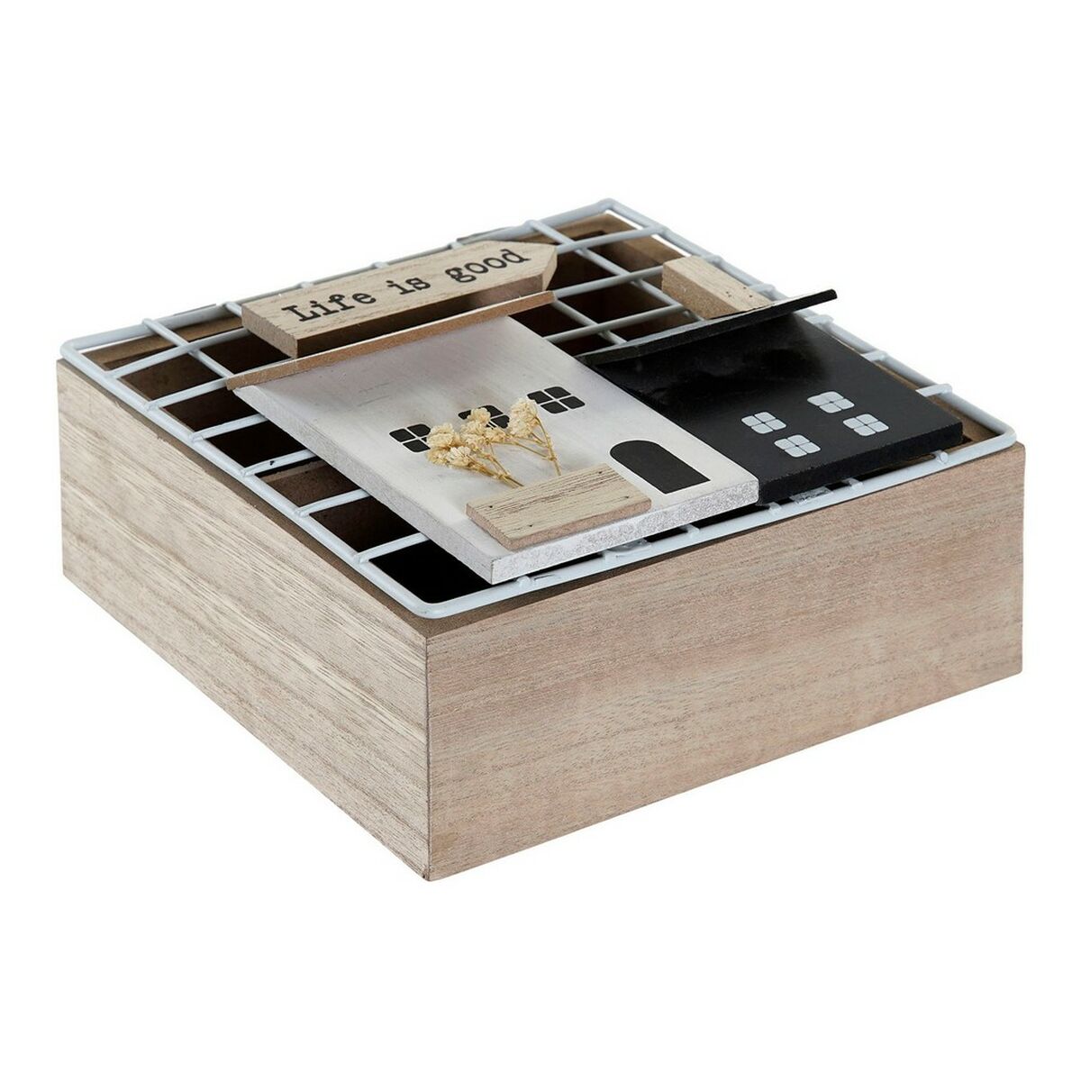 Låda för örtte DKD Home Decor 8424001807093 Vit Brun Svart Metall Trä MDF 16 x 16 x 9 cm - 5