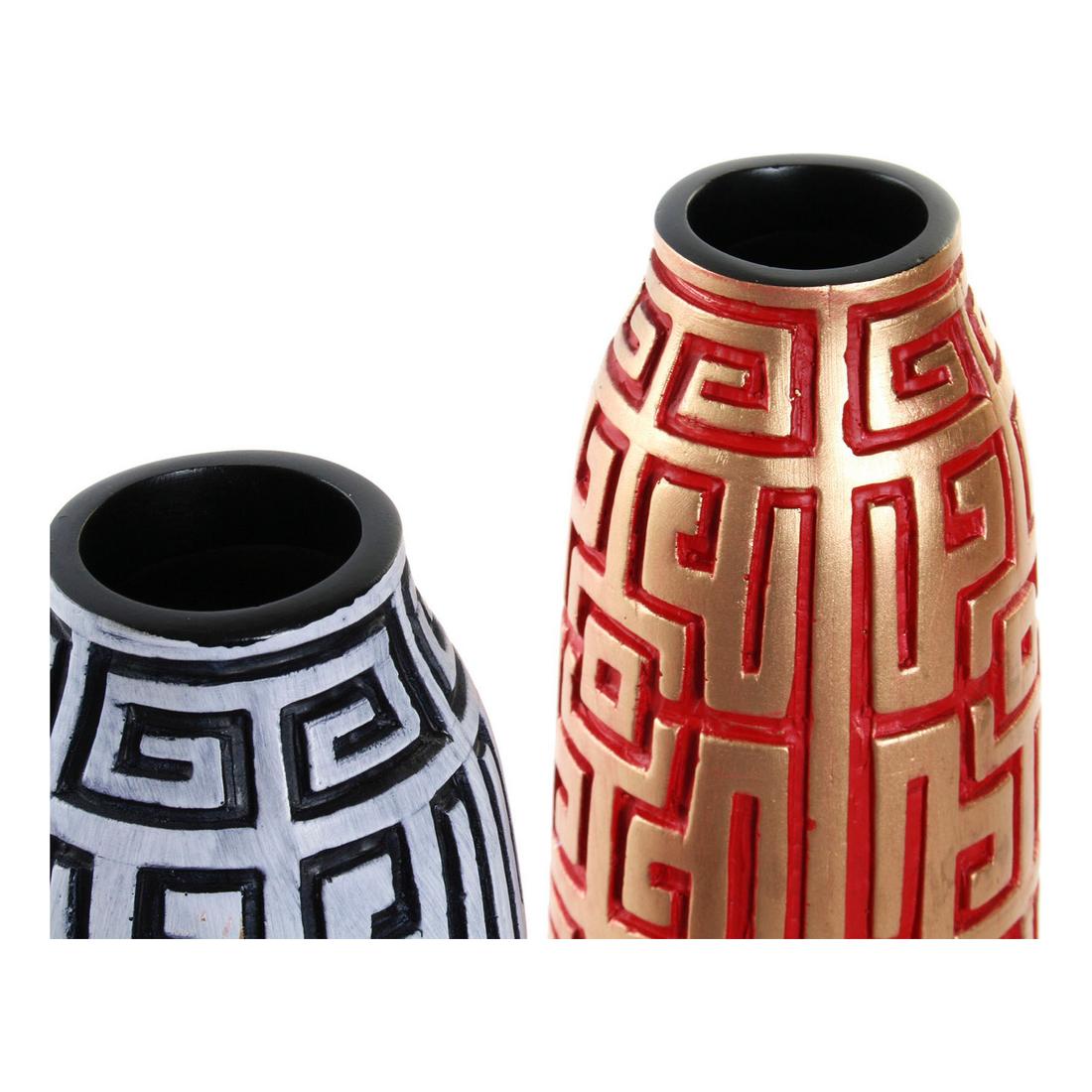 Vas DKD Home Decor 8424001822201 Blå Röd Harts Gyllene Orientalisk 10 x 10 x 36 cm (2 antal) - 2