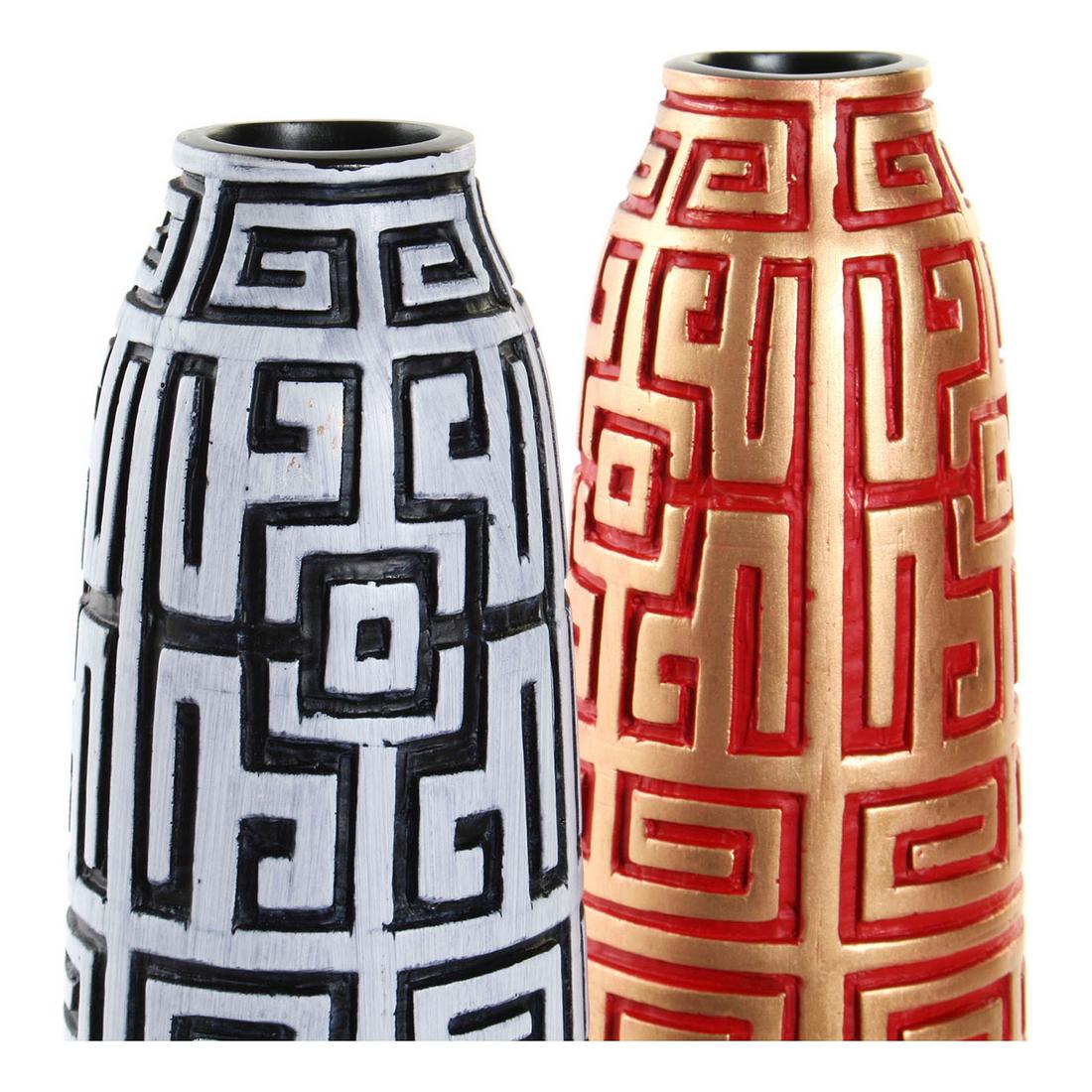Vas DKD Home Decor 8424001822201 Blå Röd Harts Gyllene Orientalisk 10 x 10 x 36 cm (2 antal) - 3