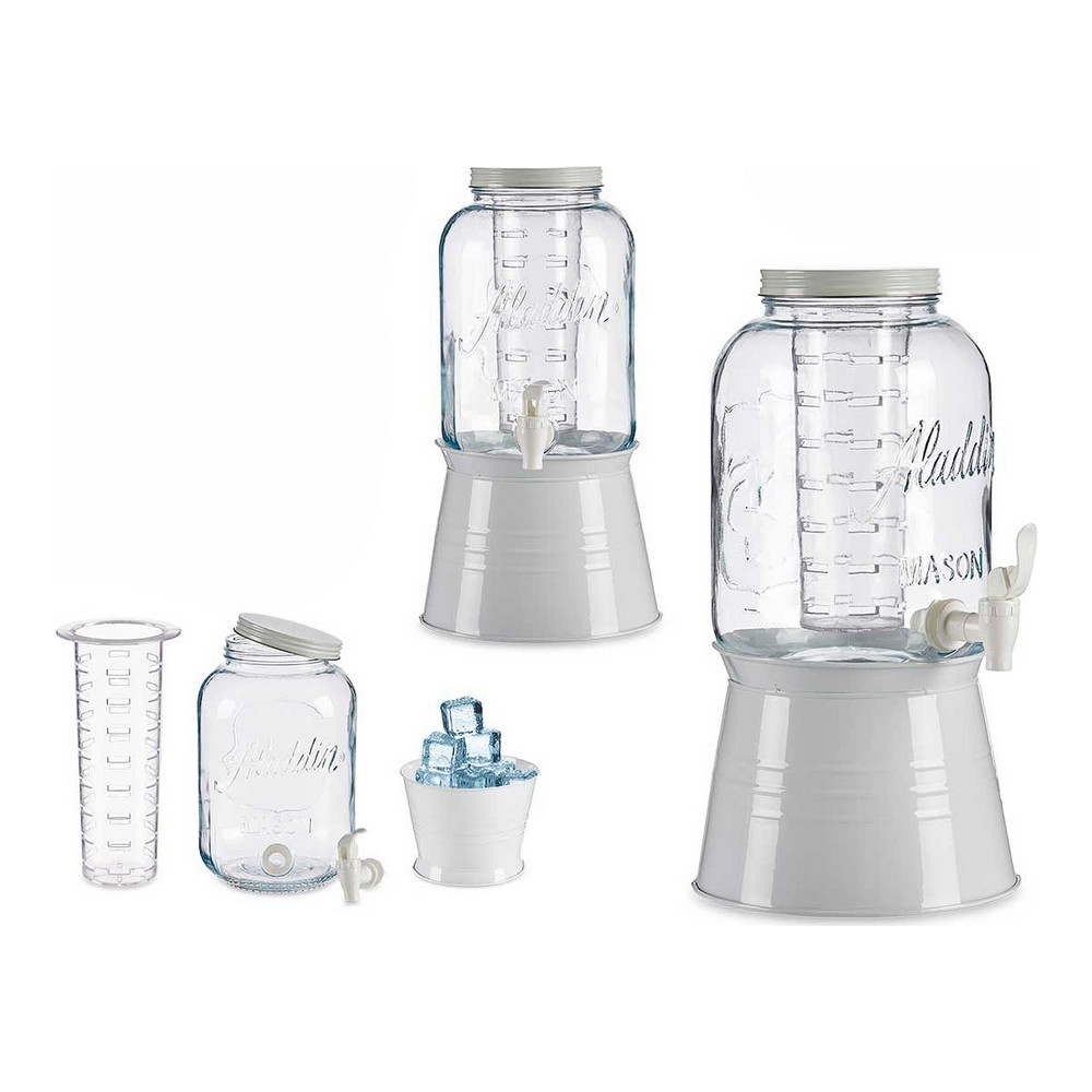 Genomskinlig glaskaraff Vit Med stöd (22,8 x 37,5 x 20 cm) (3800 ml) - 2