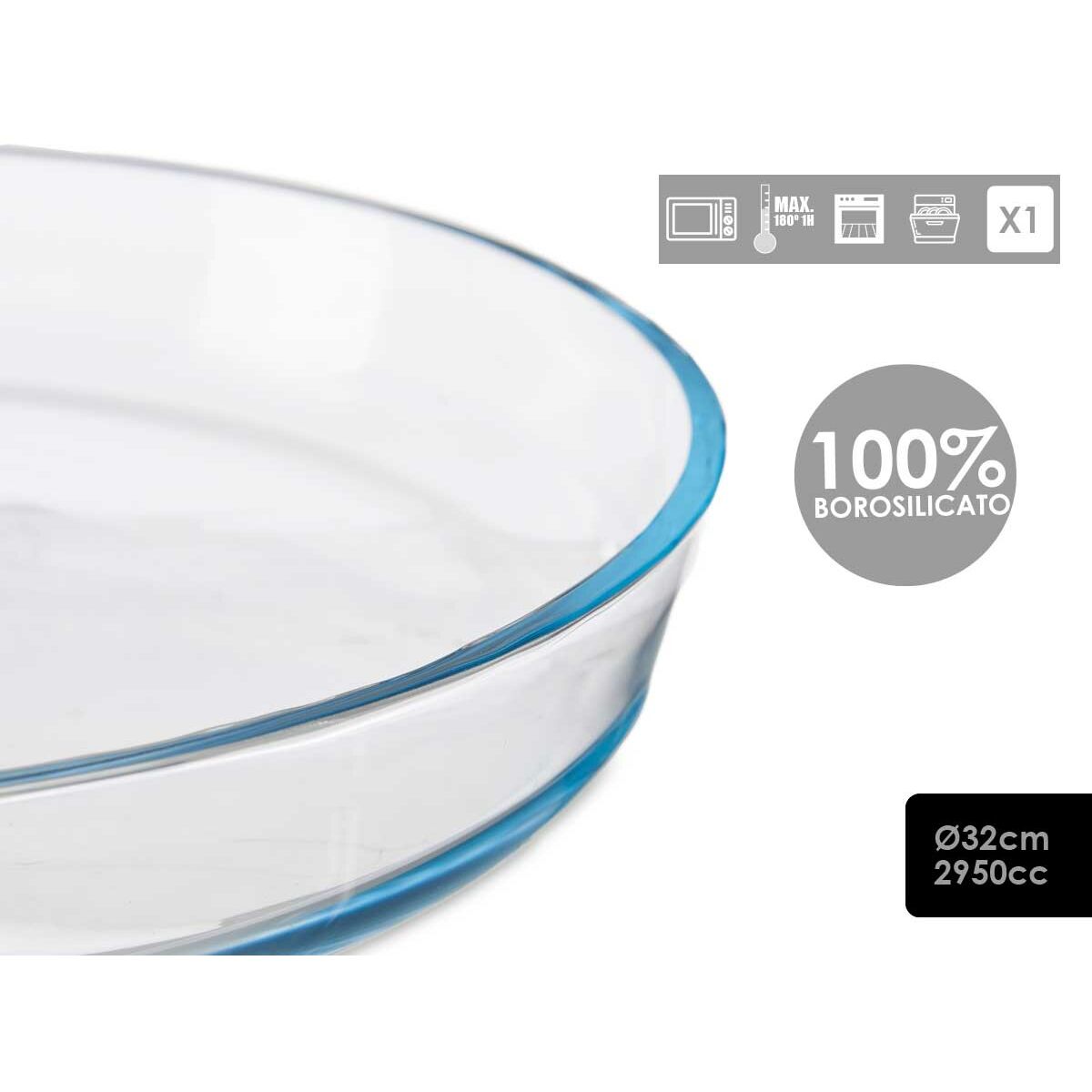Ugnsform Transparent Borosilikatglas (31,5 x 5 x 31,5 cm) - 5