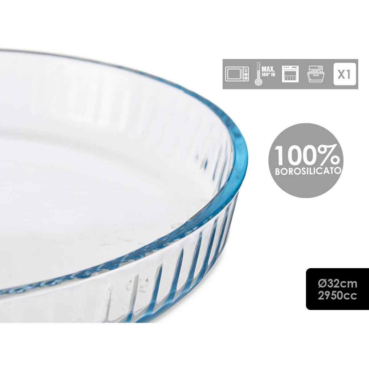 Ugnsform Optica Transparent Borosilikatglas (31,2 x 5 x 31,2 cm) - 4