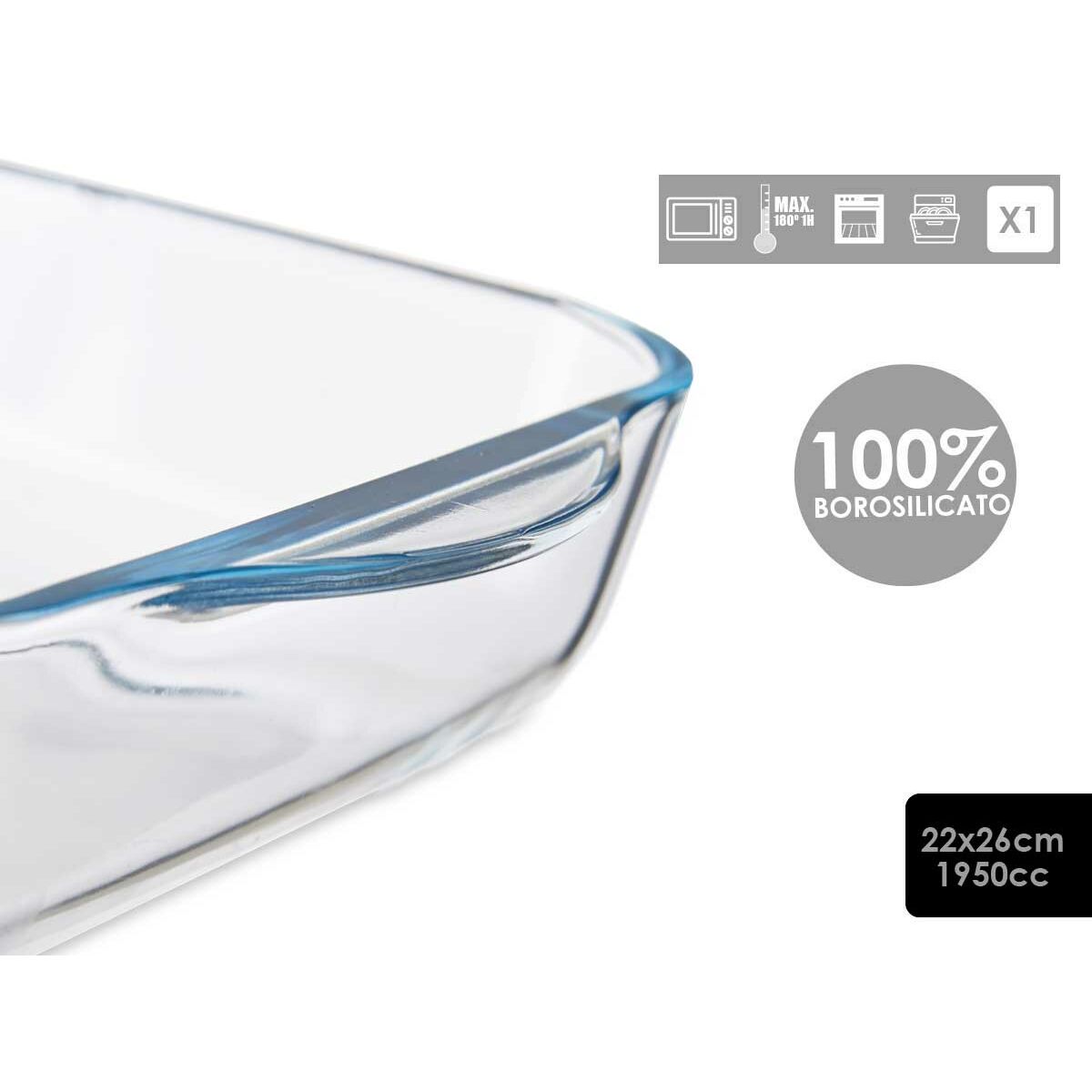 Ugnsform Transparent Borosilikatglas (21,5 x 6 x 25,5 cm) - 4