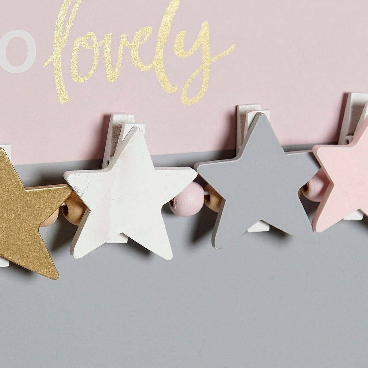 Fotoram med klämmor DKD Home Decor Hello Lovely Trä MDF Stjärnor 40 x 1 x 24 cm - 5