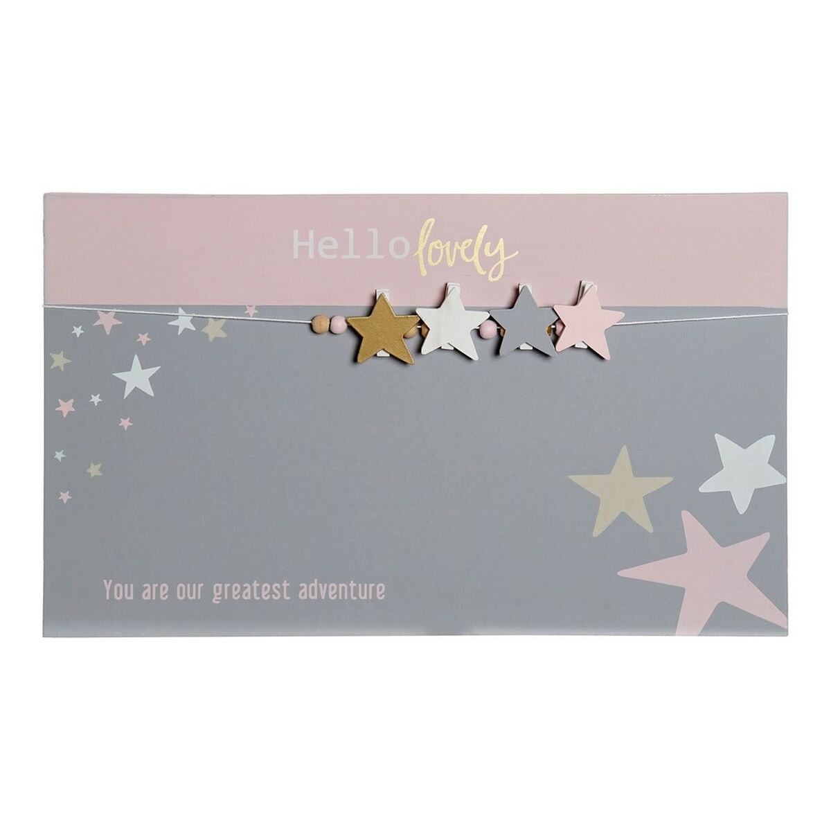 Fotoram med klämmor DKD Home Decor Hello Lovely Trä MDF Stjärnor 40 x 1 x 24 cm - 4