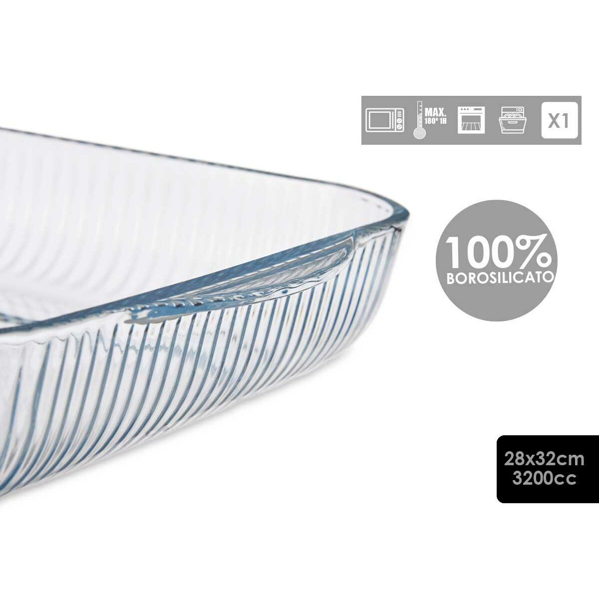 Ugnsform Optica Transparent Borosilikatglas (27,4 x 6 x 31,2 cm) - 6