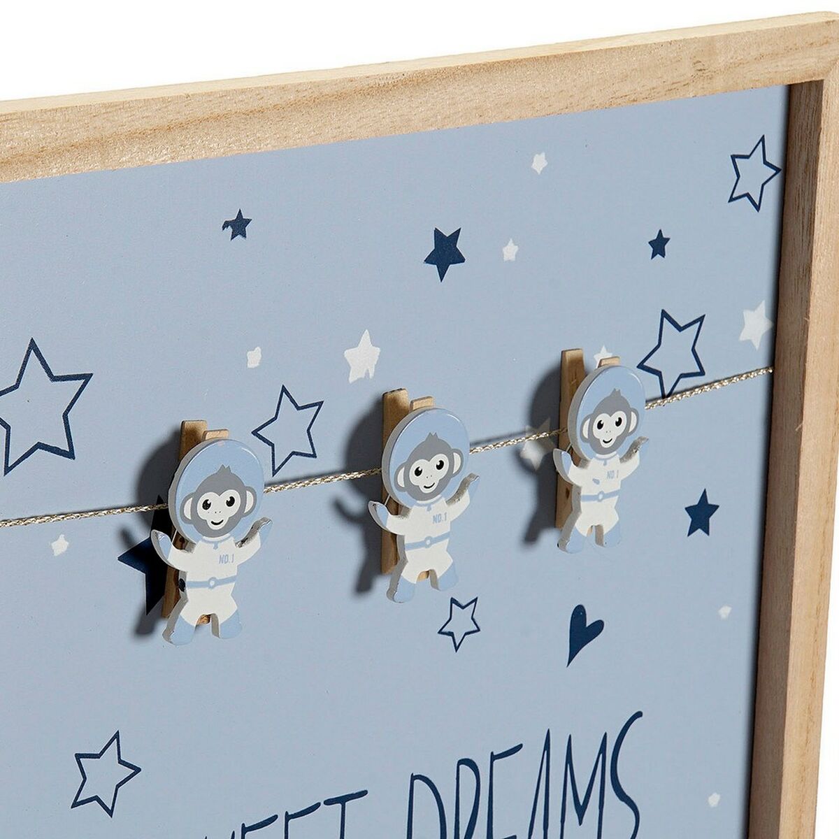 Fotoram med klämmor DKD Home Decor Sweet Dreams Trä Trä MDF 40 x 40 x 3 cm (2 antal) - 6