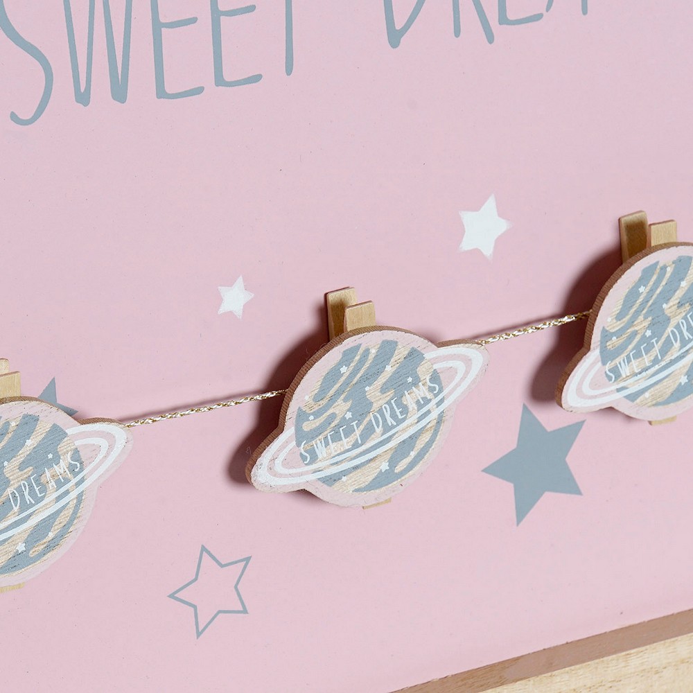 Fotoram med klämmor DKD Home Decor Sweet Dreams Trä Trä MDF 40 x 40 x 3 cm (2 antal) - 2