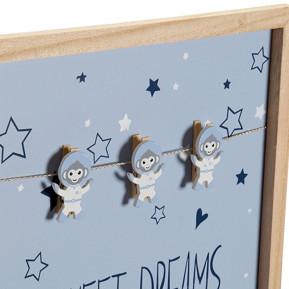 Fotoram med klämmor DKD Home Decor Sweet Dreams Trä Trä MDF 40 x 40 x 3 cm (2 antal) - 3