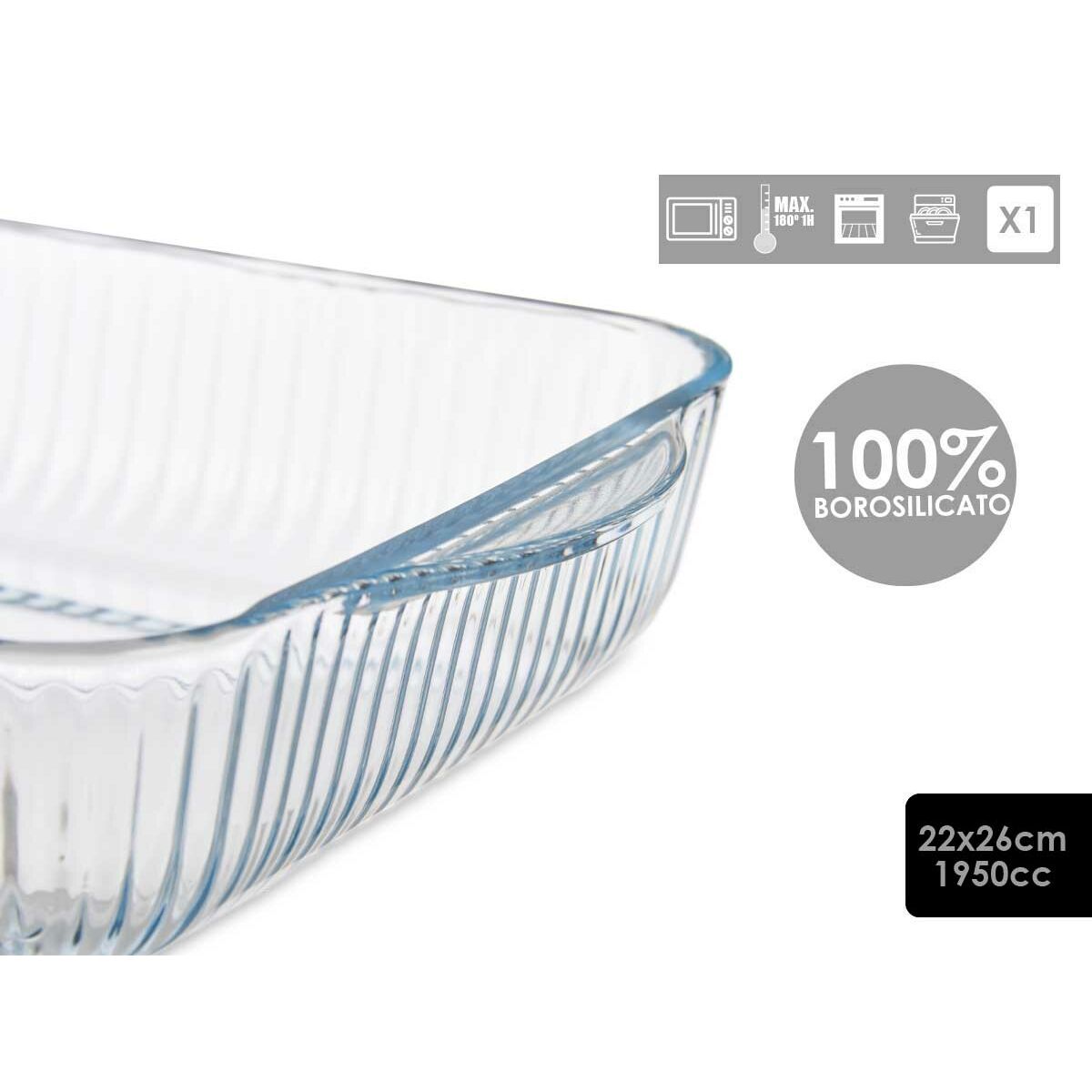 Ugnsform Optica Transparent Borosilikatglas (21,5 x 6 x 25,2 cm) - 6