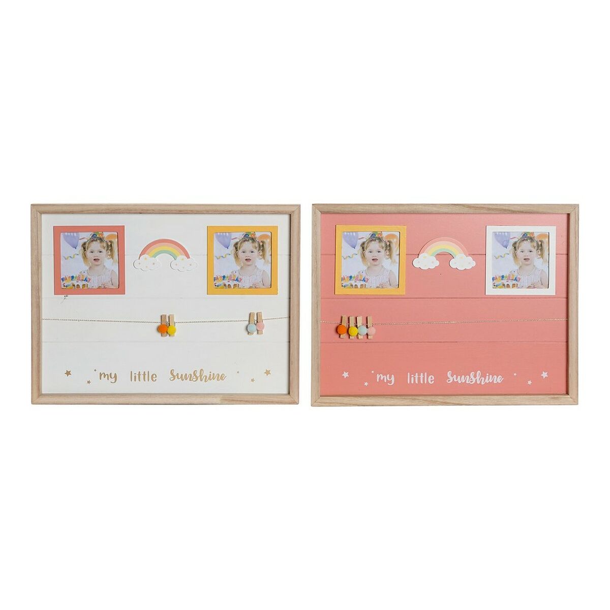 Fotoram med klämmor DKD Home Decor Trä MDF Barn Regnbåge 42 x 2 x 32 cm (2 antal) - 5
