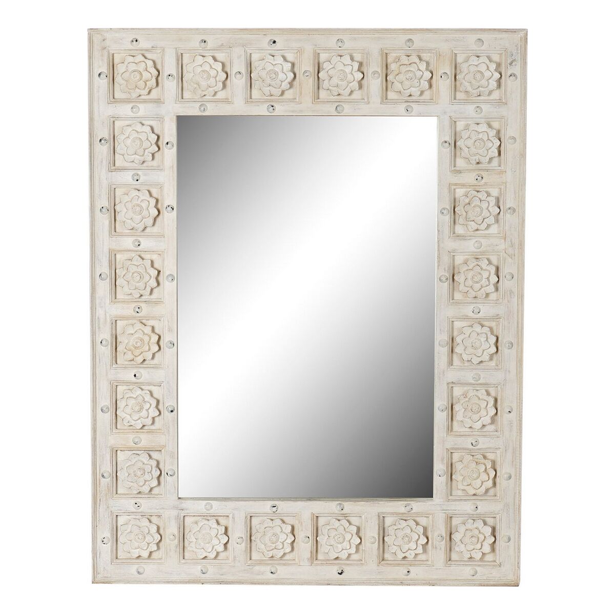 Väggspegel DKD Home Decor Vit Mangoträ Avskalad (93,5 x 4,7 x 120,3 cm) - 4