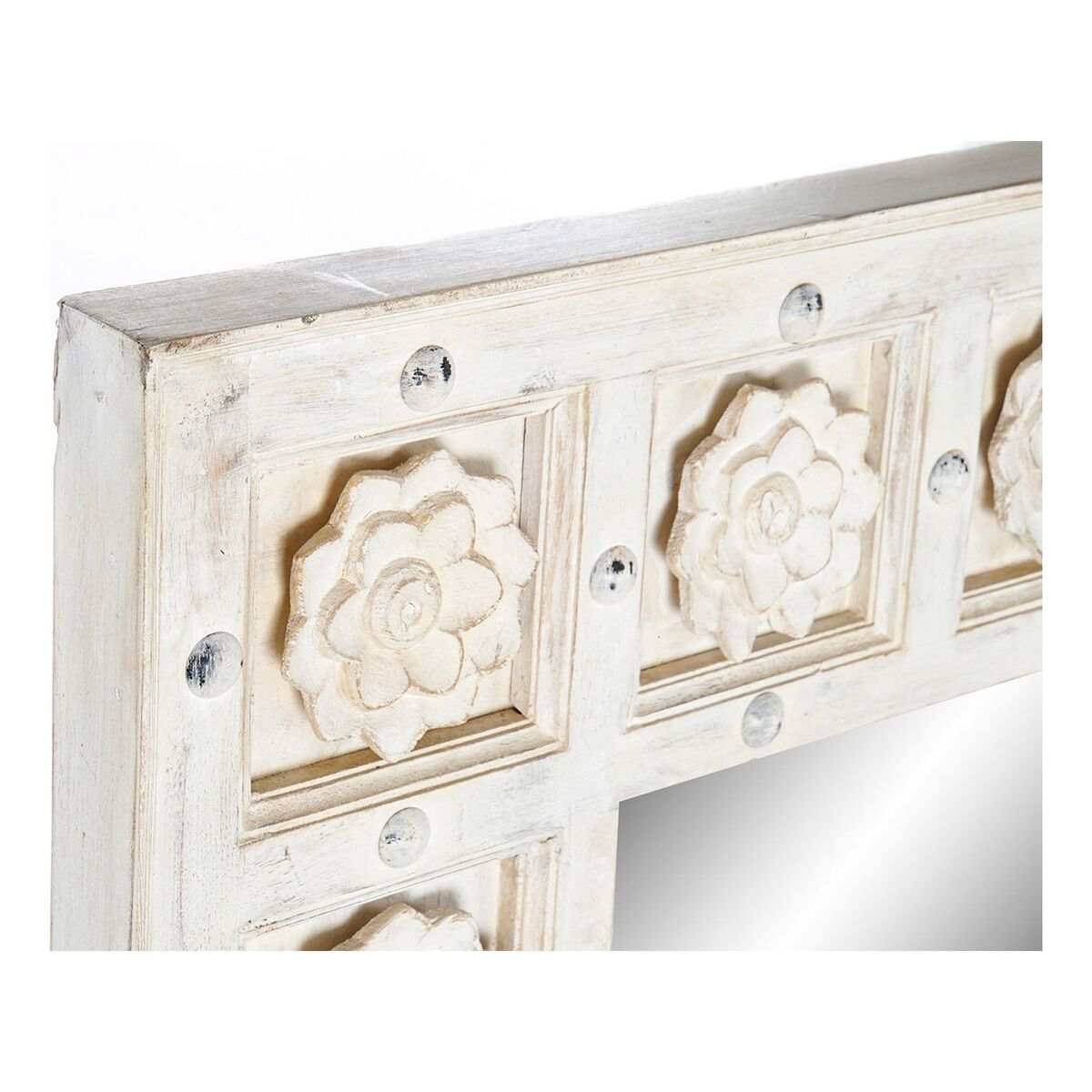 Väggspegel DKD Home Decor Vit Mangoträ Avskalad (93,5 x 4,7 x 120,3 cm) - 6