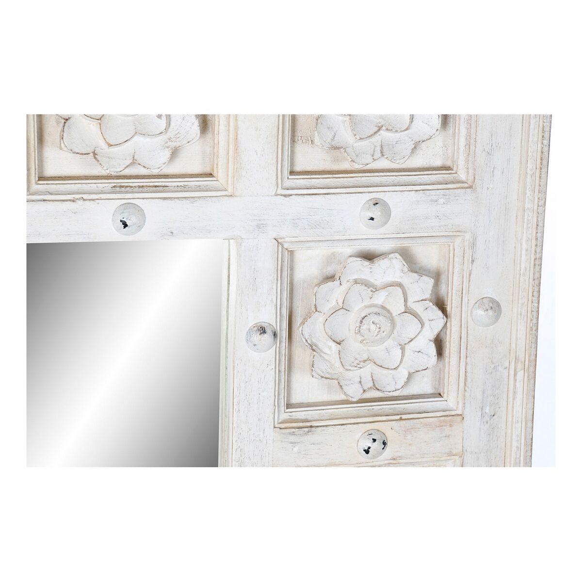 Väggspegel DKD Home Decor Vit Mangoträ Avskalad (93,5 x 4,7 x 120,3 cm) - 5