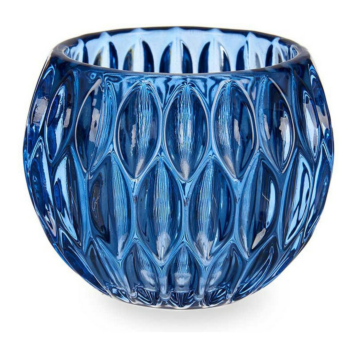 Ljusstakar Sexkantig Glas Blå (11 x 9 x 11 cm) - 3