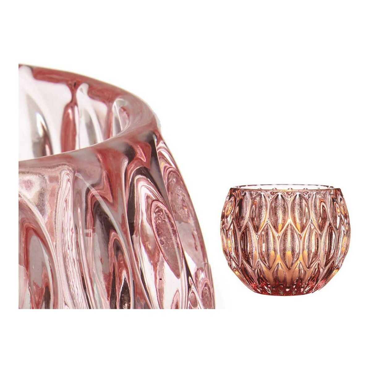 Ljusstakar Sexkantig 11 x 9 x 11 cm Glas Rosa - 4