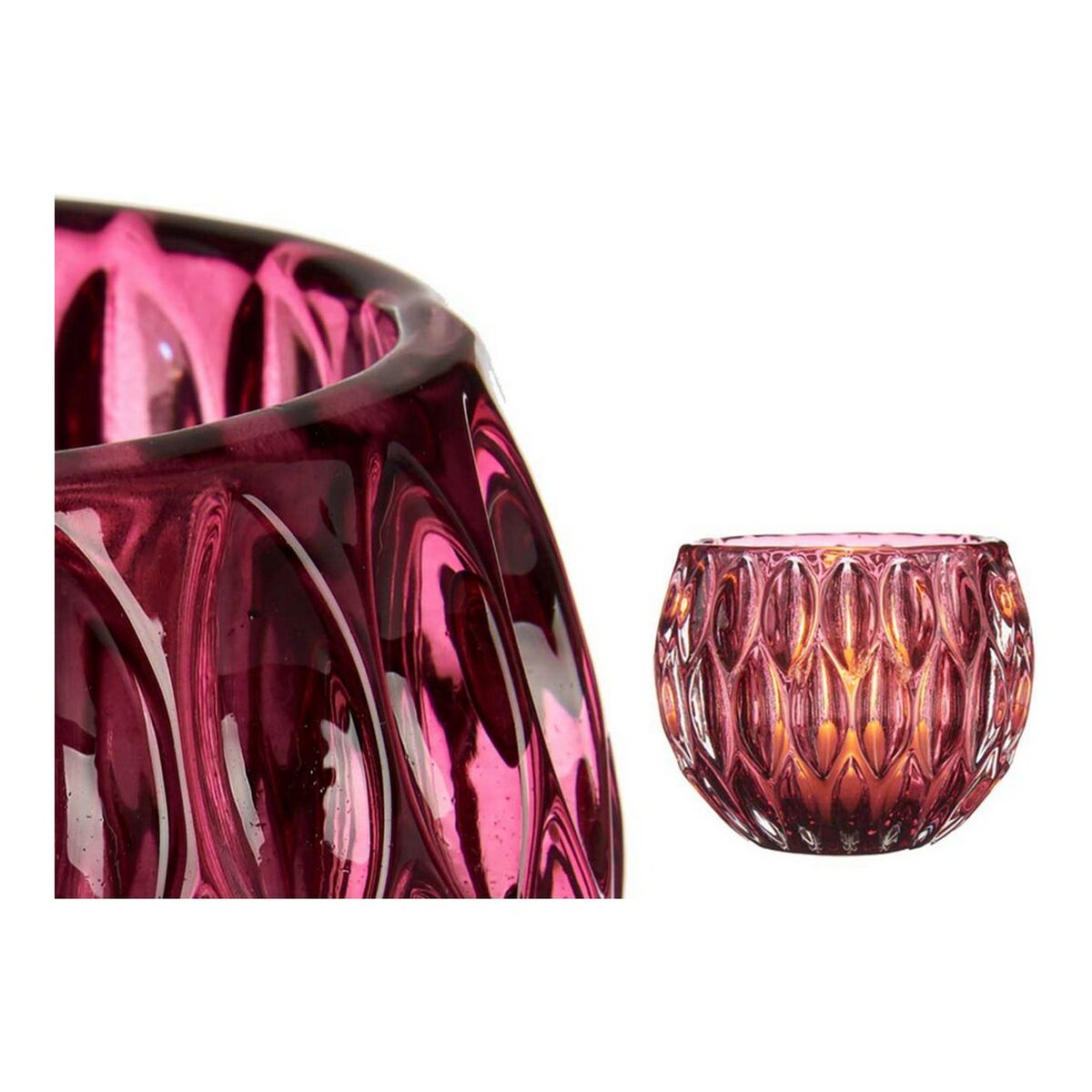 Ljusstakar Sexkantig Rosa Glas (11 x 9 x 11 cm) - 4