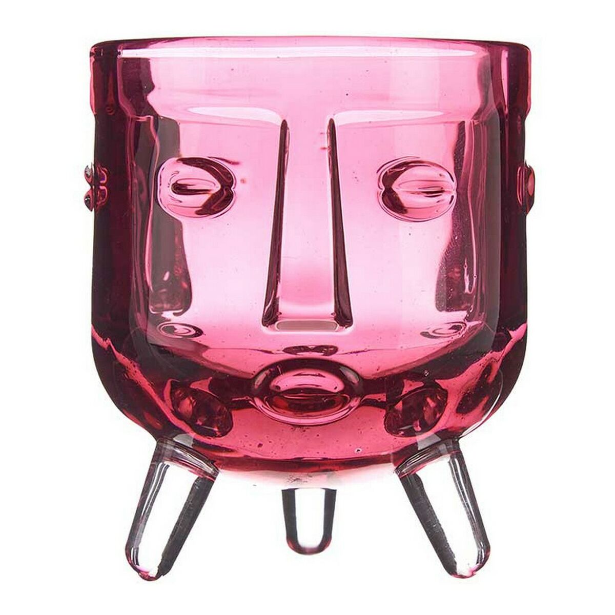 Ljusstakar Ansikte Glas Rosa 7,8 x 8,8 x 7,8 cm - 3