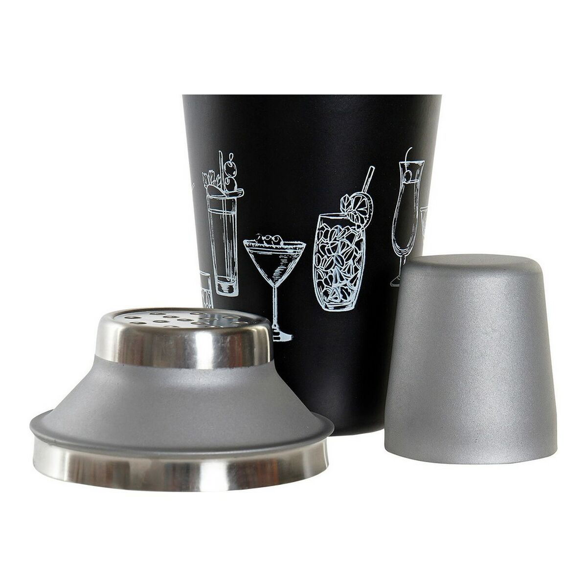 Cocktail shaker DKD Home Decor Svart Silvrig Rostfritt stål Plast 9,5 x 9,5 x 22 cm - 6
