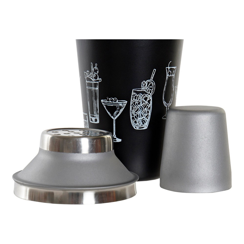 Cocktail shaker DKD Home Decor Svart Silvrig Rostfritt stål Plast 9,5 x 9,5 x 22 cm - 3