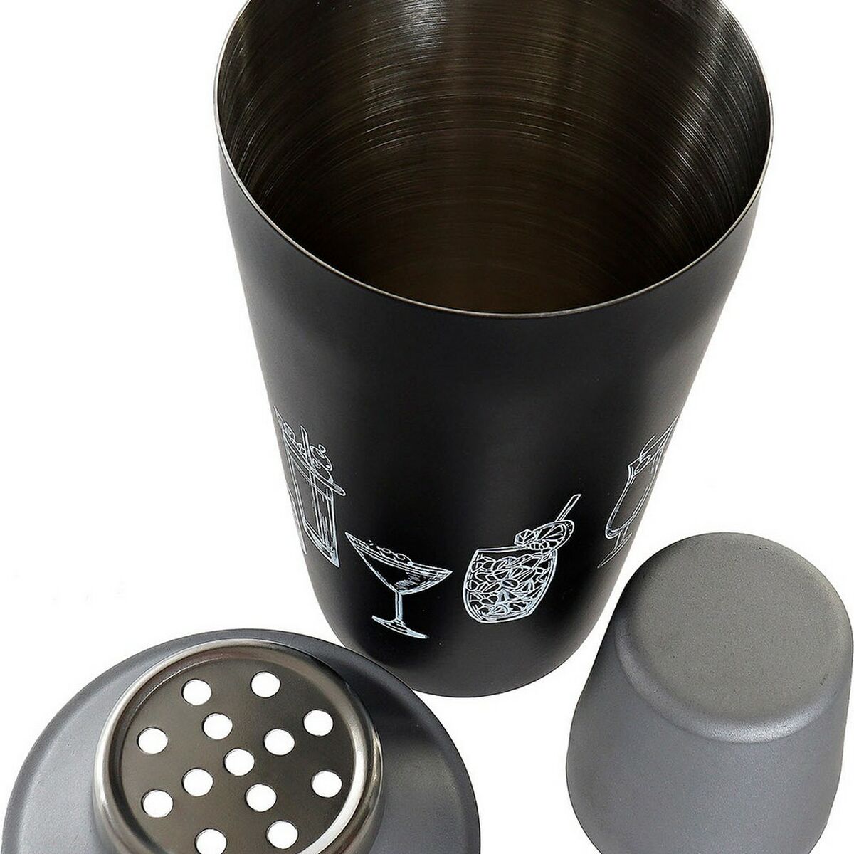 Cocktail shaker DKD Home Decor Svart Silvrig Rostfritt stål Plast 9,5 x 9,5 x 22 cm - 5