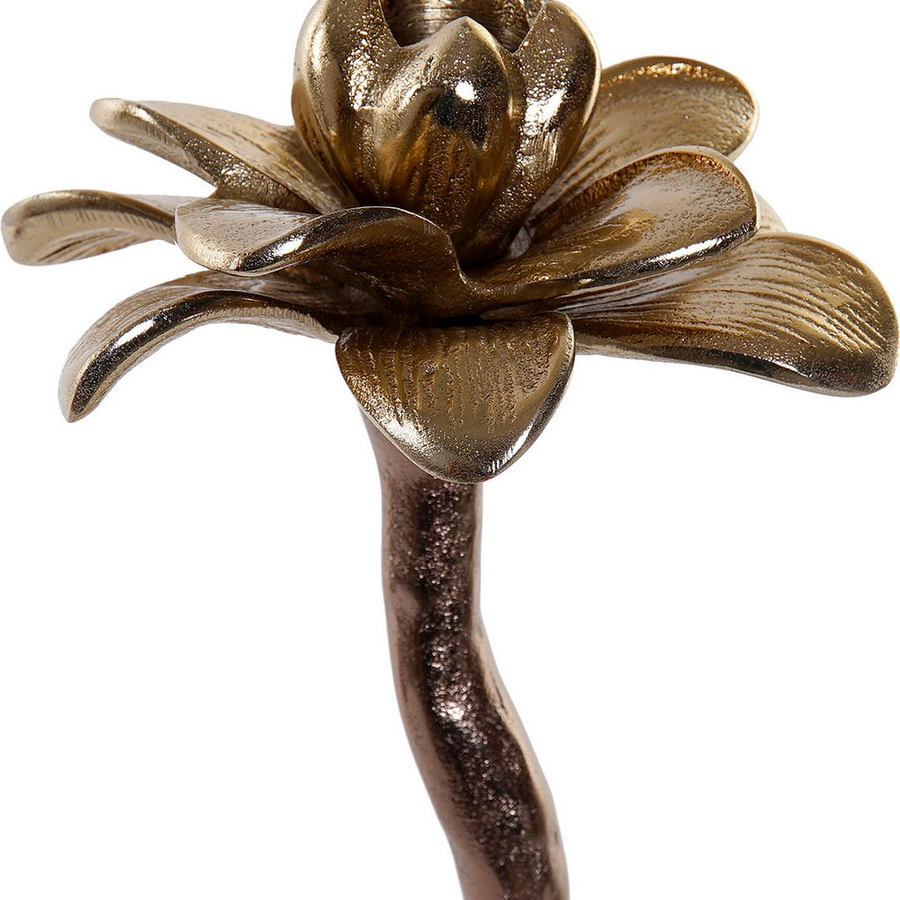 Ljusstakar DKD Home Decor 8424001705771 Blomster 1 x 0,1 x 32 cm Aluminium Dvobarvna - 4