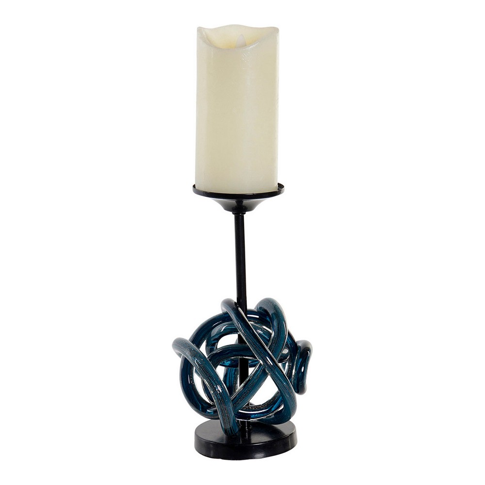 Ljusstakar DKD Home Decor 8424001723041 Glas Blå Metall 13 x 13 x 25 cm - 2