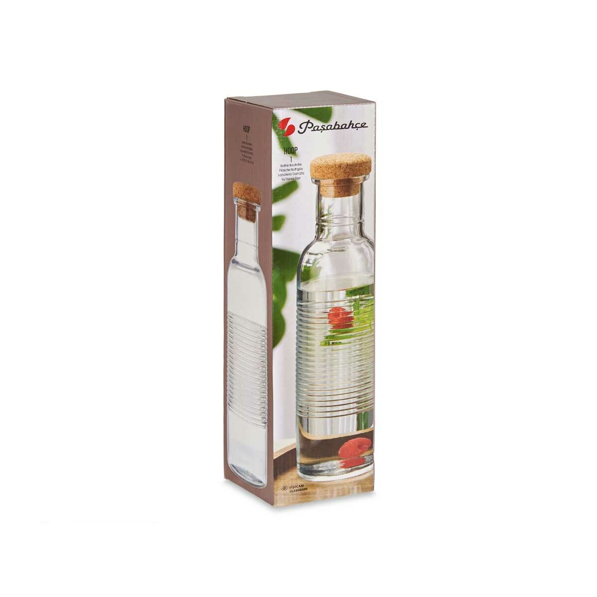 Flaska Hoop Transparent 1,07 L Naturell Kork Glas - 5