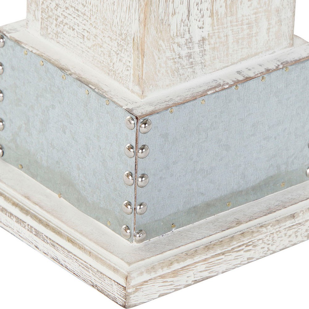 Ljusstakar DKD Home Decor Vit Mangoträ (16.5 x 16.5 x 76 cm) - 3