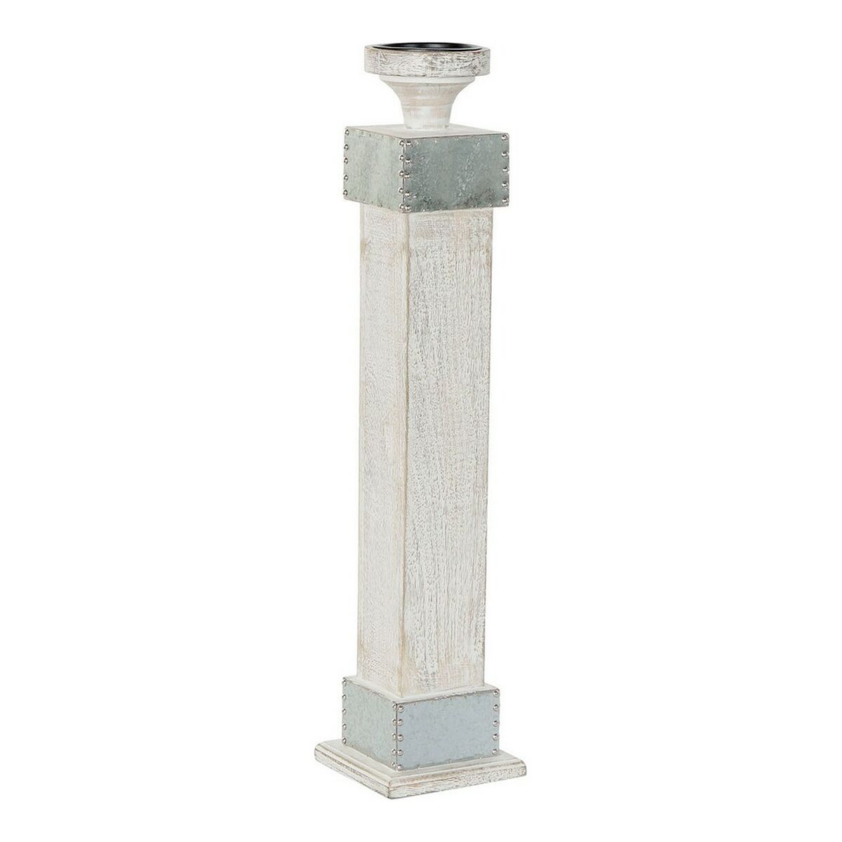 Ljusstakar DKD Home Decor Vit Mangoträ (16.5 x 16.5 x 76 cm) - 5