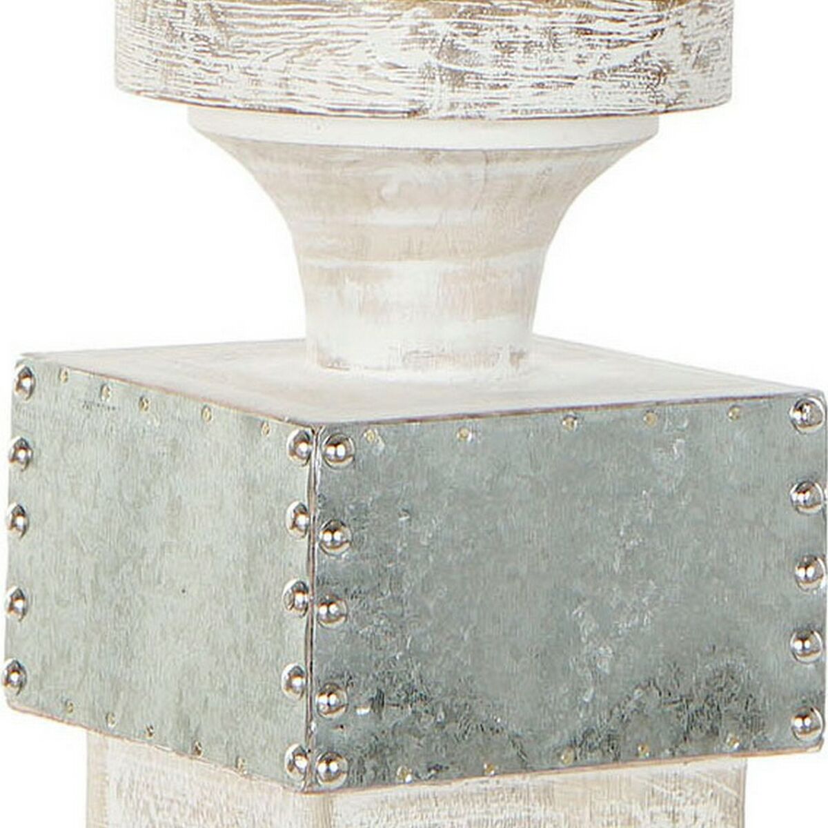 Ljusstakar DKD Home Decor Vit Mangoträ (16.5 x 16.5 x 76 cm) - 6